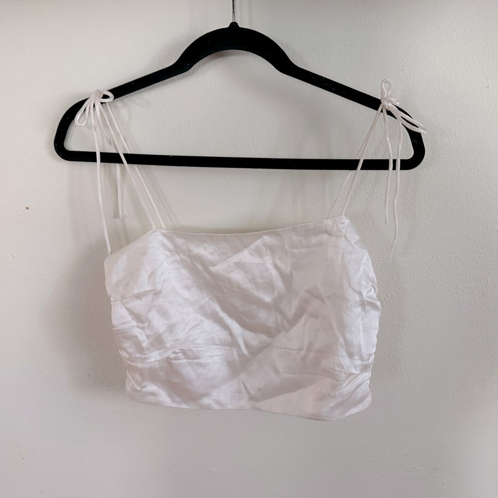 Zara satin effect cropped top white